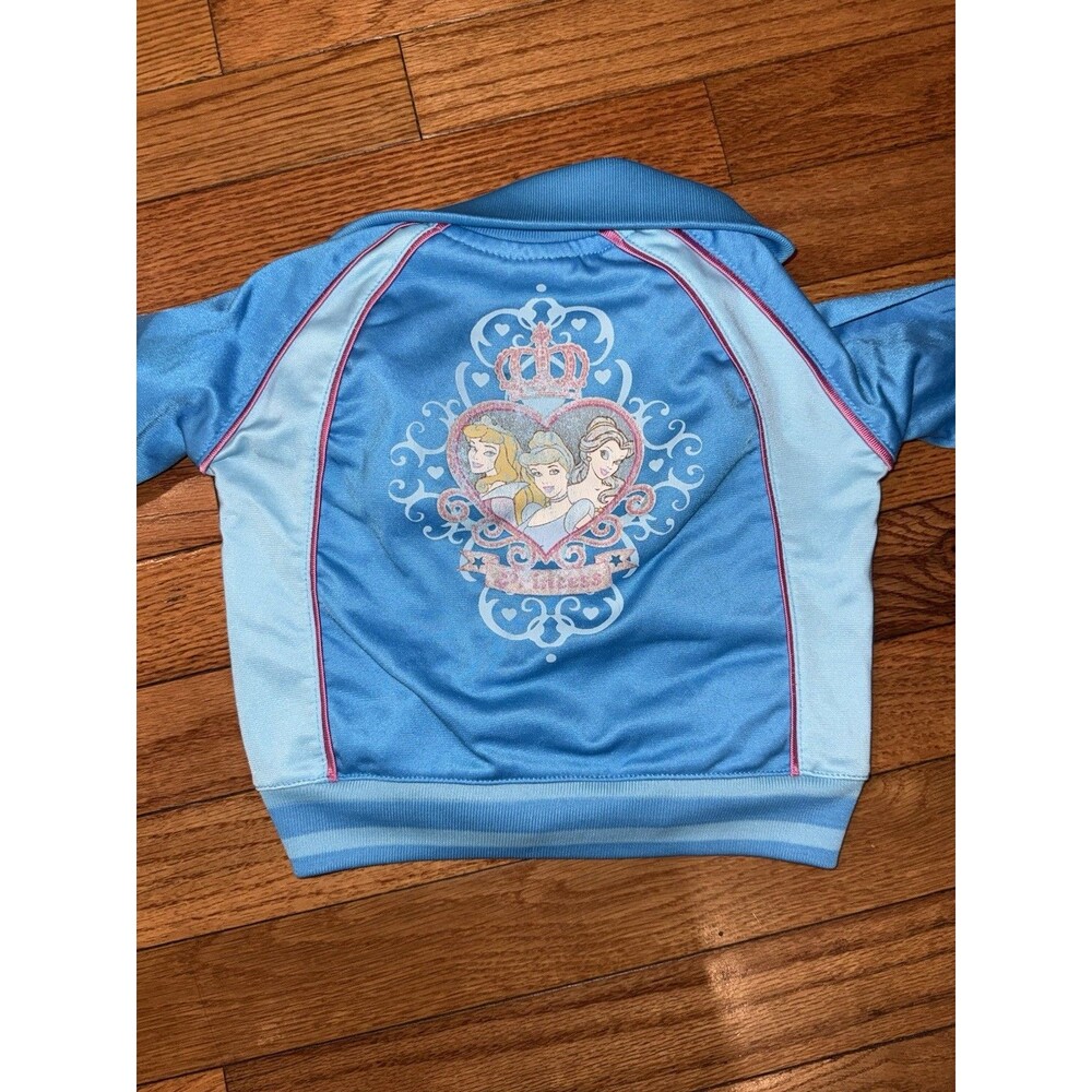 VTG Disney Princess Blue Pink Track Jacket Girls Size 4/5 Y2K Sporty Style